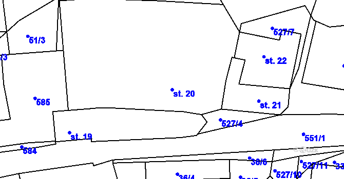Parcela st. 20 v KÚ Občov, Katastrální mapa
