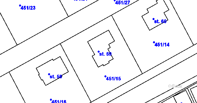 Parcela st. 59 v KÚ Občov, Katastrální mapa
