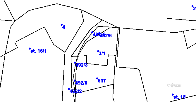 Parcela st. 3/1 v KÚ Žemličkova Lhota, Katastrální mapa