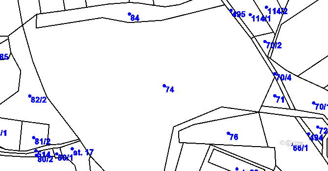 Parcela st. 74 v KÚ Žemličkova Lhota, Katastrální mapa