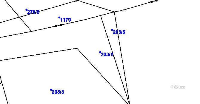 Parcela st. 203/1 v KÚ Žemličkova Lhota, Katastrální mapa