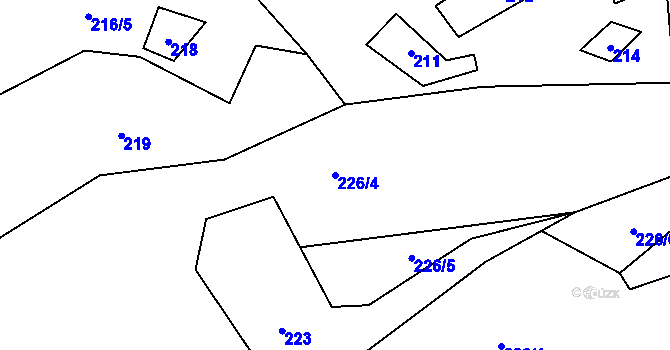 Parcela st. 226/4 v KÚ Žemličkova Lhota, Katastrální mapa
