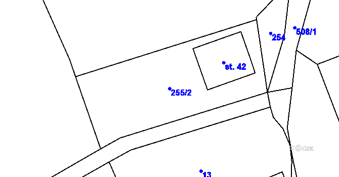 Parcela st. 255/2 v KÚ Žemličkova Lhota, Katastrální mapa