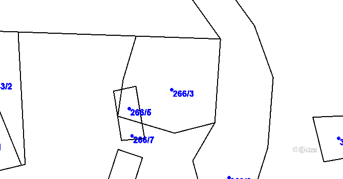 Parcela st. 266/3 v KÚ Žemličkova Lhota, Katastrální mapa