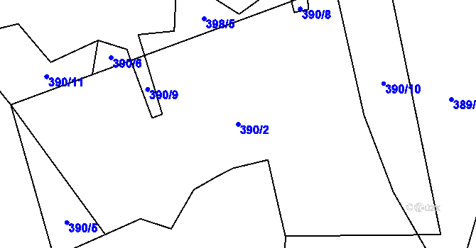 Parcela st. 390/2 v KÚ Žemličkova Lhota, Katastrální mapa