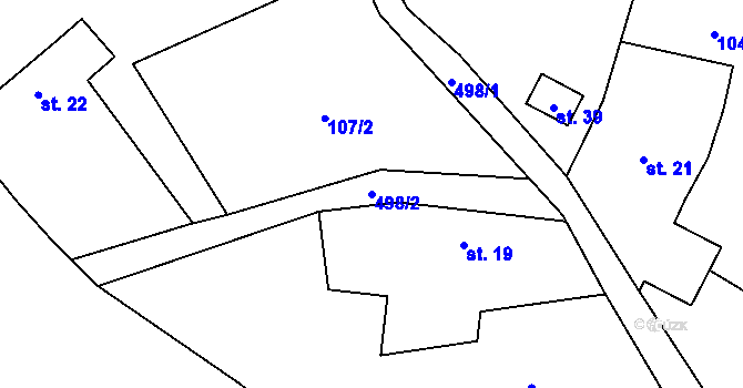 Parcela st. 498/2 v KÚ Žemličkova Lhota, Katastrální mapa