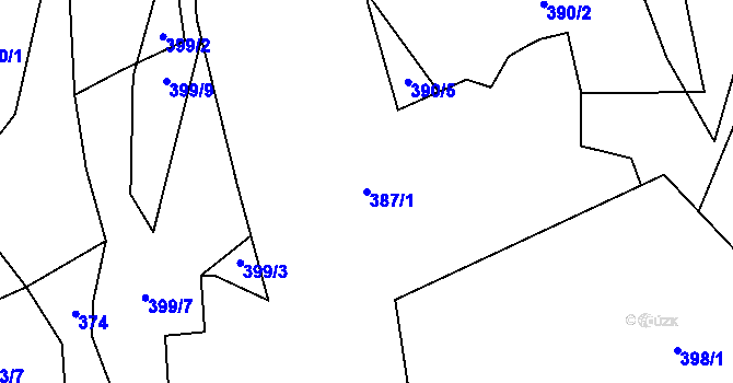 Parcela st. 387 v KÚ Žemličkova Lhota, Katastrální mapa