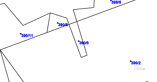 Parcela st. 390/9 v KÚ Žemličkova Lhota, Katastrální mapa