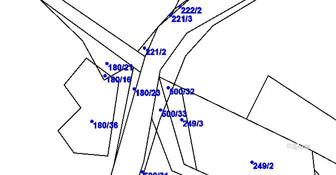 Parcela st. 500/32 v KÚ Žemličkova Lhota, Katastrální mapa