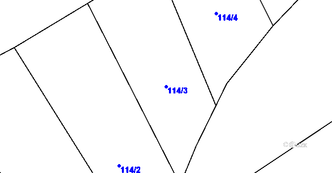 Parcela st. 114/3 v KÚ Žemličkova Lhota, Katastrální mapa