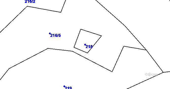 Parcela st. 218 v KÚ Žemličkova Lhota, Katastrální mapa