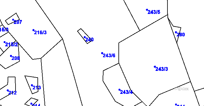 Parcela st. 243/6 v KÚ Žemličkova Lhota, Katastrální mapa