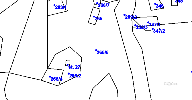Parcela st. 266/6 v KÚ Žemličkova Lhota, Katastrální mapa