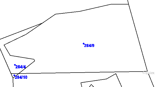 Parcela st. 284/9 v KÚ Žemličkova Lhota, Katastrální mapa