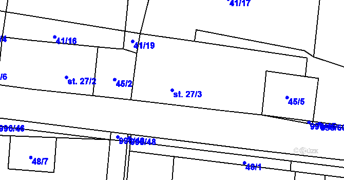 Parcela st. 27/3 v KÚ Obecnice, Katastrální mapa