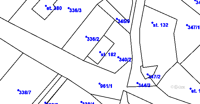 Parcela st. 182 v KÚ Obecnice, Katastrální mapa