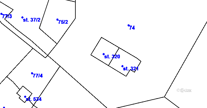 Parcela st. 320 v KÚ Obecnice, Katastrální mapa