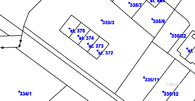 Parcela st. 372 v KÚ Obecnice, Katastrální mapa
