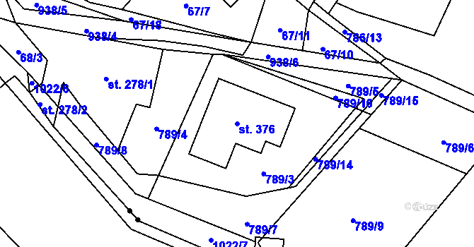 Parcela st. 376 v KÚ Obecnice, Katastrální mapa