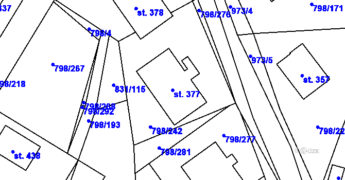 Parcela st. 377 v KÚ Obecnice, Katastrální mapa