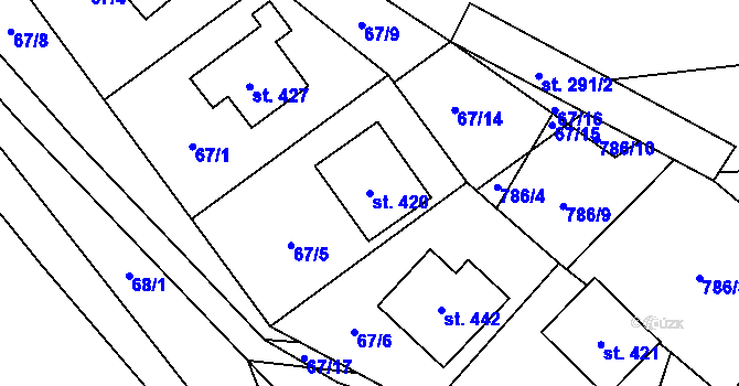 Parcela st. 420 v KÚ Obecnice, Katastrální mapa