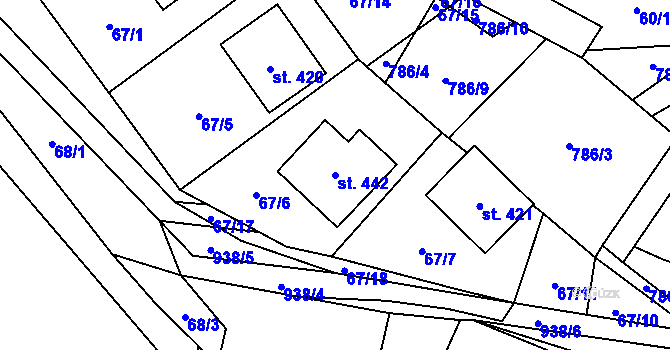 Parcela st. 442 v KÚ Obecnice, Katastrální mapa