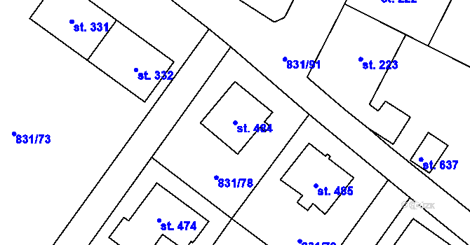 Parcela st. 484 v KÚ Obecnice, Katastrální mapa
