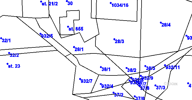 Parcela st. 28 v KÚ Obecnice, Katastrální mapa
