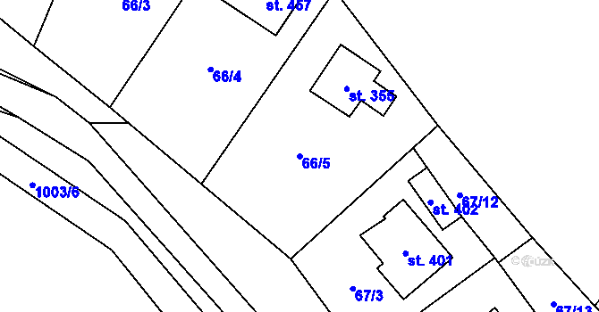 Parcela st. 66/5 v KÚ Obecnice, Katastrální mapa