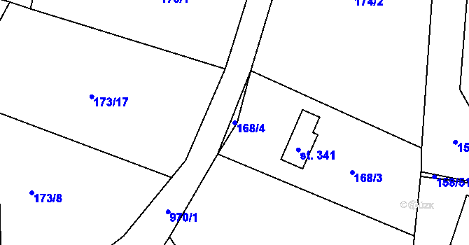 Parcela st. 168/4 v KÚ Obecnice, Katastrální mapa