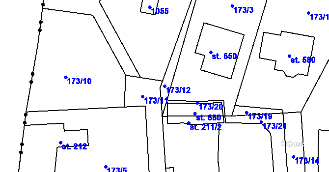 Parcela st. 173/12 v KÚ Obecnice, Katastrální mapa