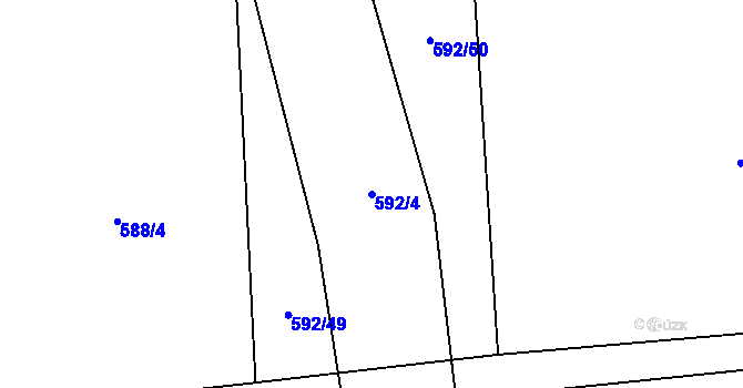 Parcela st. 592/4 v KÚ Obecnice, Katastrální mapa