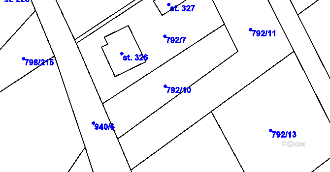 Parcela st. 792/10 v KÚ Obecnice, Katastrální mapa