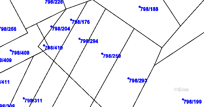 Parcela st. 798/259 v KÚ Obecnice, Katastrální mapa