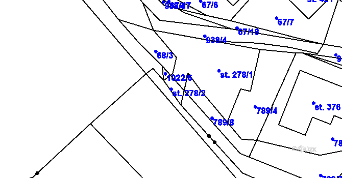 Parcela st. 278/2 v KÚ Obecnice, Katastrální mapa