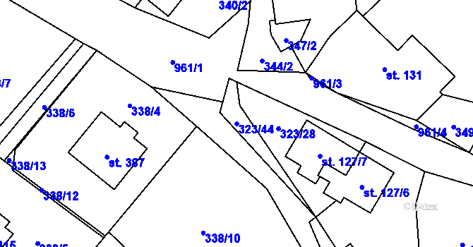 Parcela st. 323/44 v KÚ Obecnice, Katastrální mapa