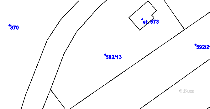 Parcela st. 592/13 v KÚ Obecnice, Katastrální mapa