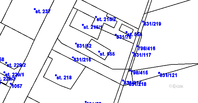 Parcela st. 555 v KÚ Obecnice, Katastrální mapa