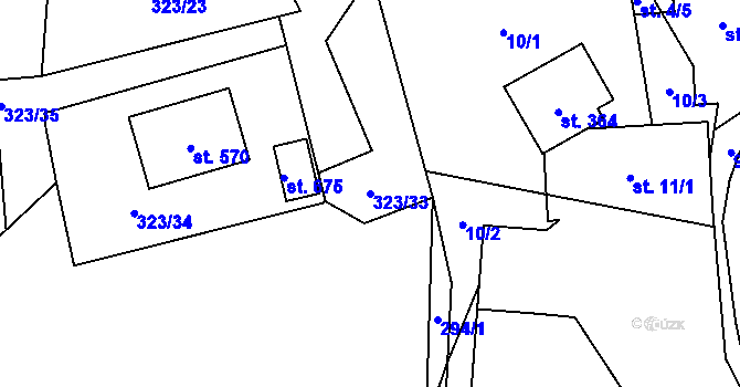 Parcela st. 323/33 v KÚ Obecnice, Katastrální mapa