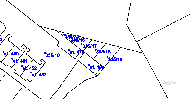 Parcela st. 335/18 v KÚ Obecnice, Katastrální mapa