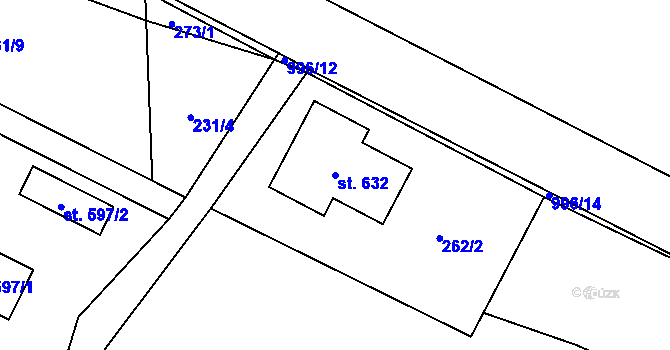 Parcela st. 632 v KÚ Obecnice, Katastrální mapa