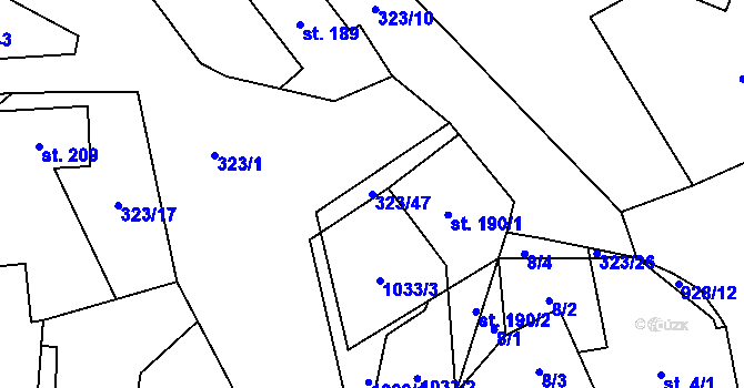 Parcela st. 323/47 v KÚ Obecnice, Katastrální mapa