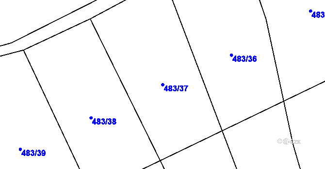Parcela st. 483/37 v KÚ Obecnice, Katastrální mapa