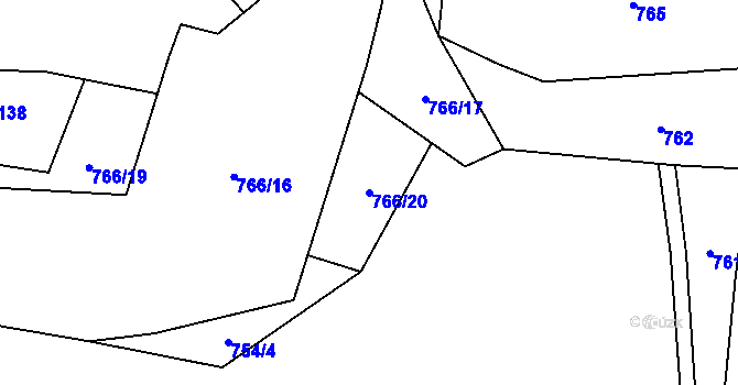 Parcela st. 766/20 v KÚ Obecnice, Katastrální mapa