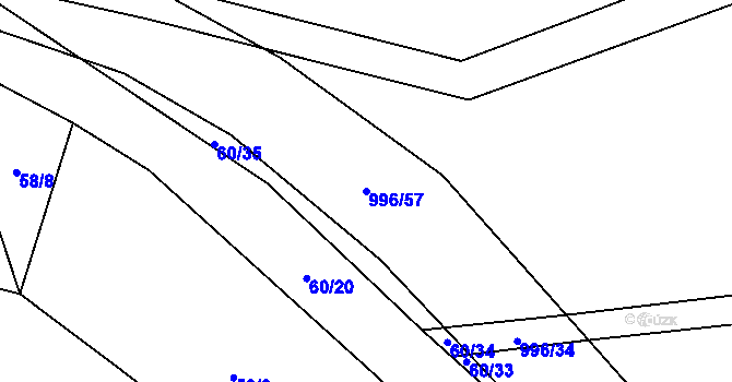 Parcela st. 996/57 v KÚ Obecnice, Katastrální mapa