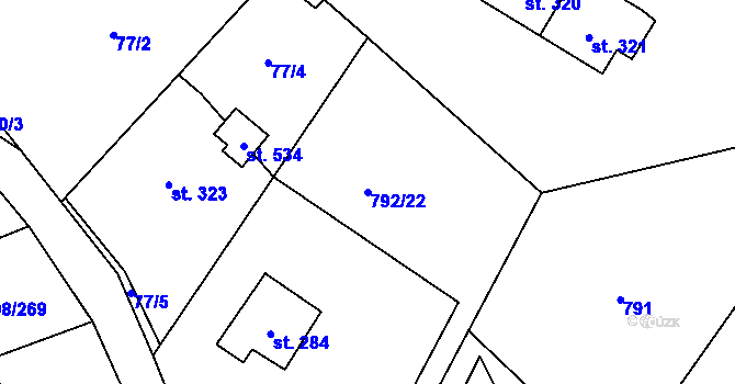 Parcela st. 792/22 v KÚ Obecnice, Katastrální mapa