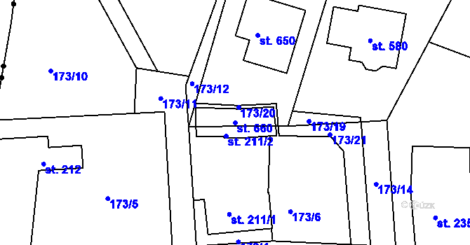 Parcela st. 660 v KÚ Obecnice, Katastrální mapa