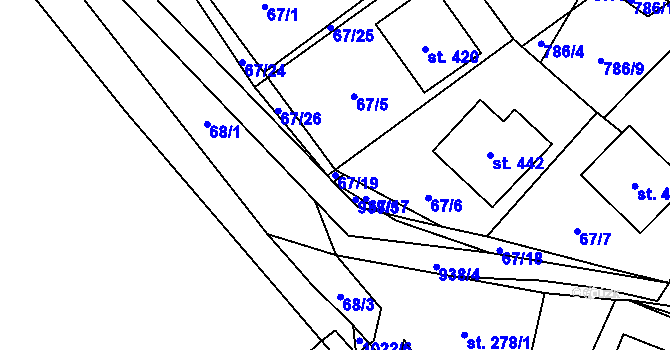 Parcela st. 67/19 v KÚ Obecnice, Katastrální mapa