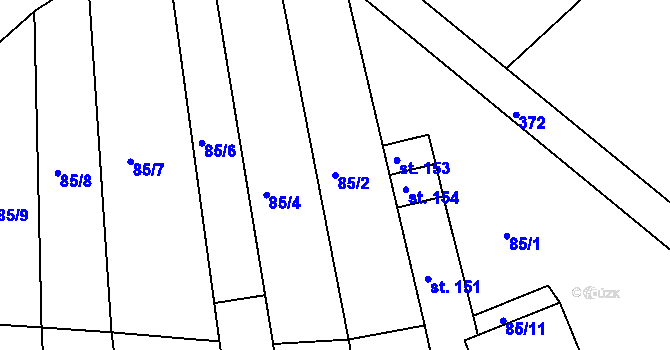Parcela st. 85/2 v KÚ Obědkovice, Katastrální mapa