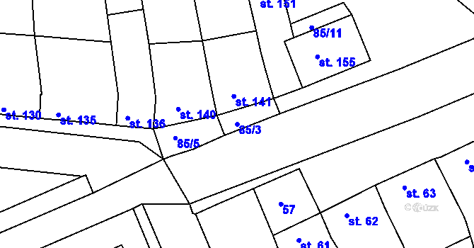 Parcela st. 85/3 v KÚ Obědkovice, Katastrální mapa